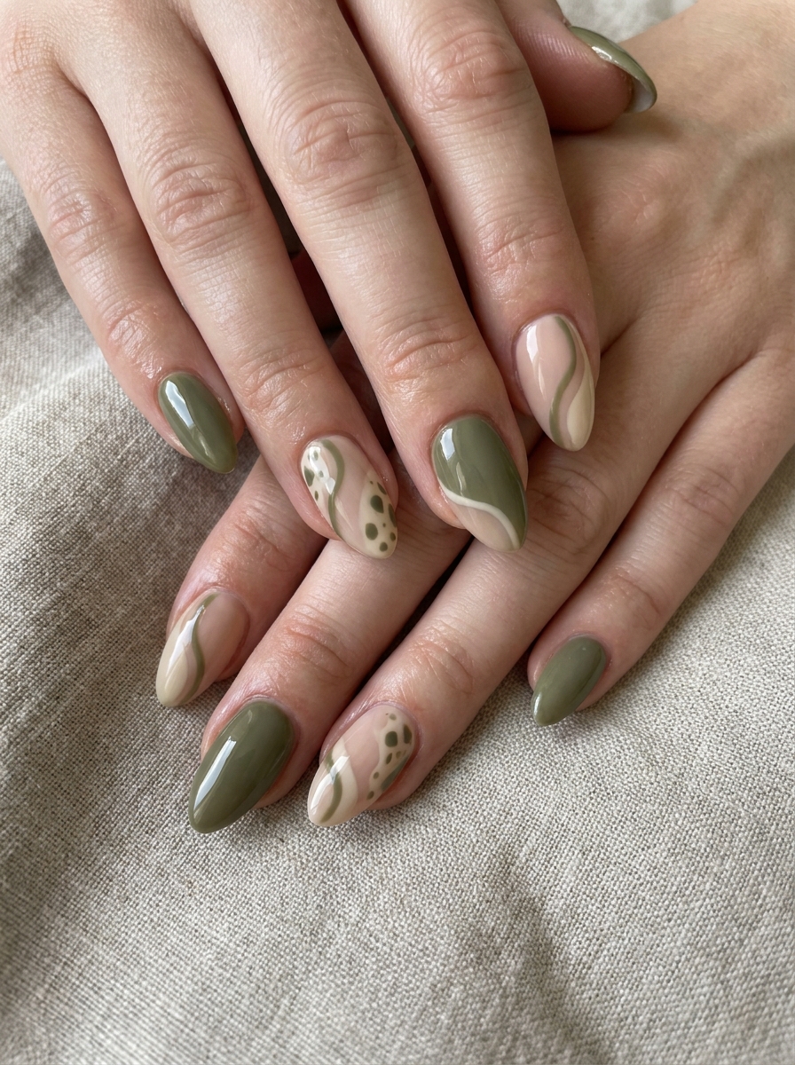 Abstract Olive Nails